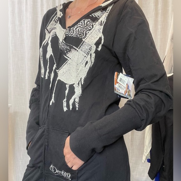 NWT Dereon open Back hoodie zip up dress size large - Picture 3 of 14